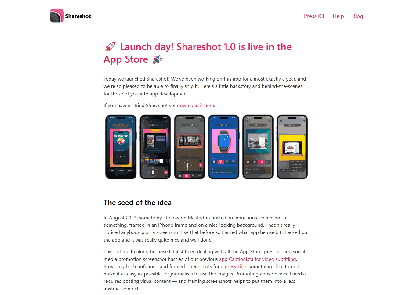 Shareshot:美观易用的 Apple 全平台套壳截图 App,支持批量处理多张截图