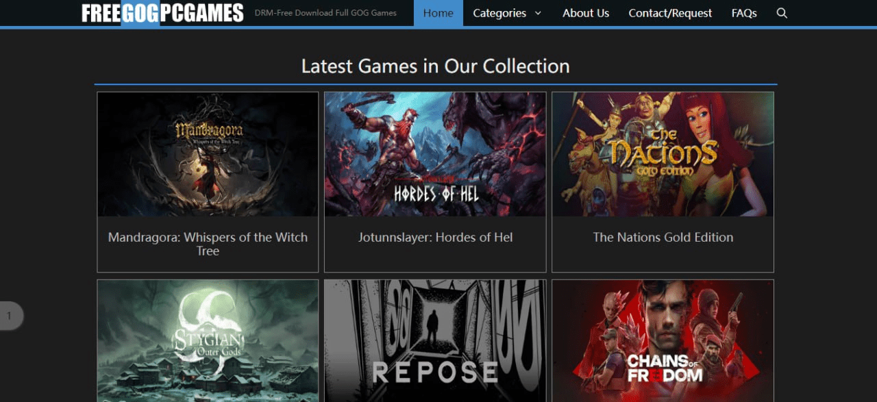 Free GOG PC Games:非官方整理分享网站,提供免费 DRM-Free 游戏资源,无需注册账号即可访问和下载游戏,简化了使用流程,提升用户体验